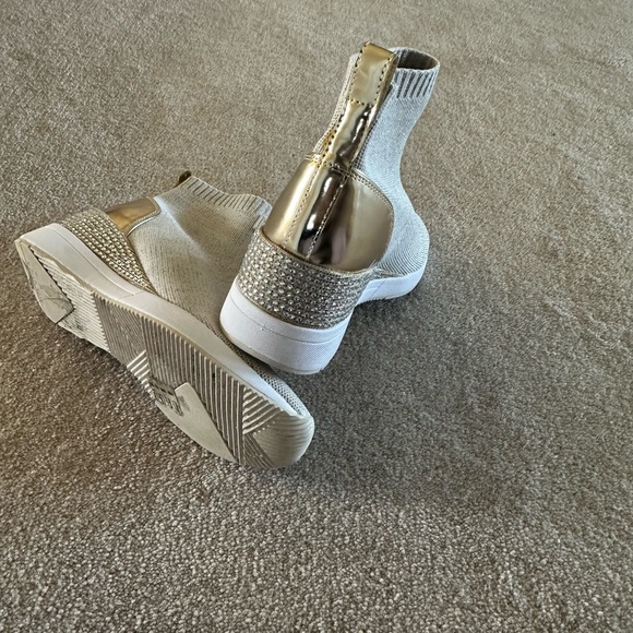 Black FRIYAY! Michael Kors Gold and Cream Slip-On Sneakers - Picture 6 of 7